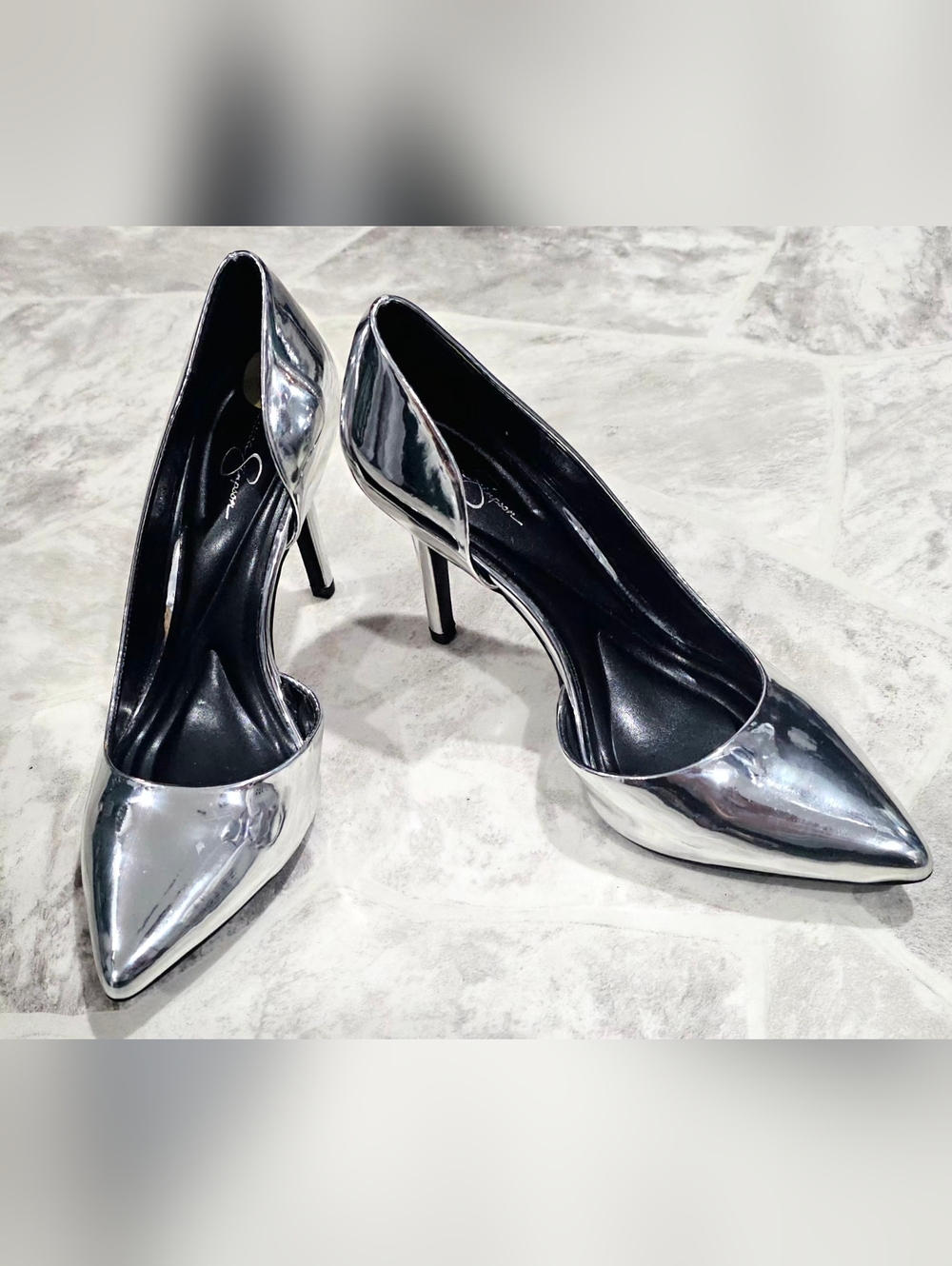 3 Inch Silver Chrome Pointed-Toe Stiletto Pumps - Women's - Picture 2 of 3